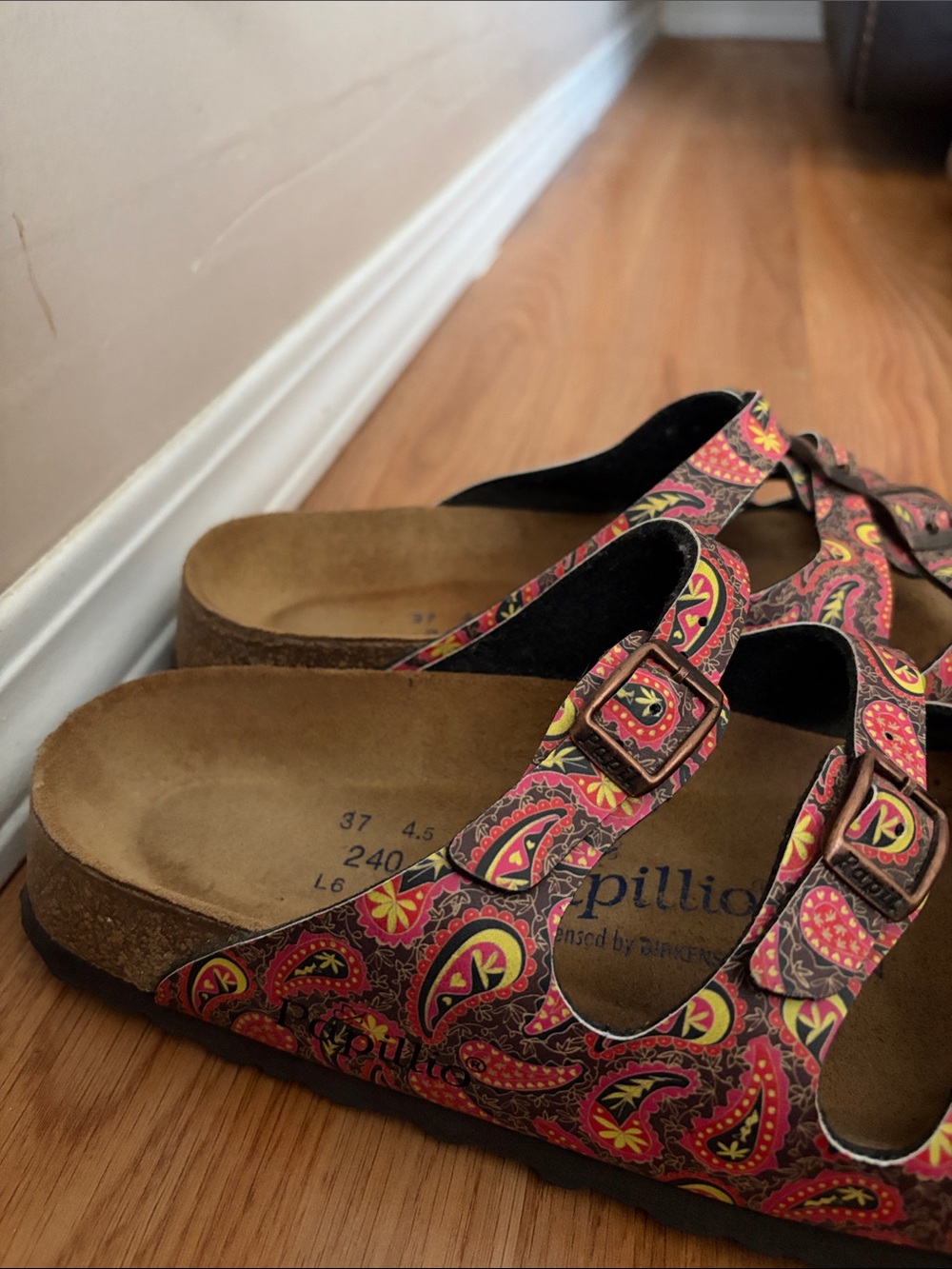 Papillio Pink Paisley Triple-Strap Cork Footbed Sandals - Picture 3 of 5
